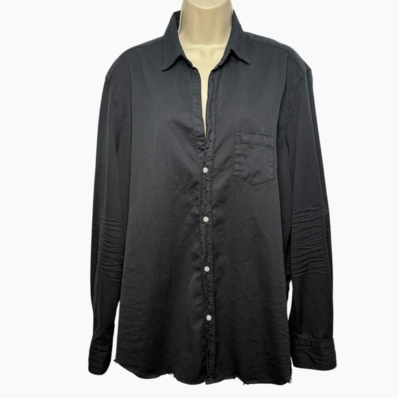 Frank & Eileen Famous Denim Black Relaxed Button Up Eileen Cotton Top Large - Picture 5 of 16